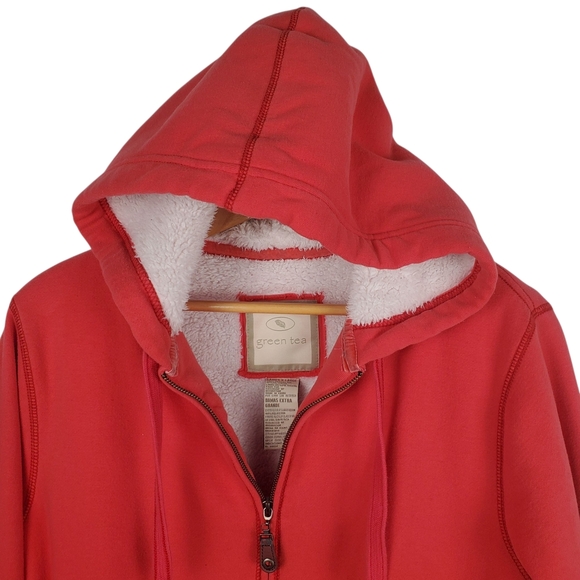 GreenTea Coral Zip-Up Hoodie. Sherpa Lined. Women's XL. H101 - Picture 2 of 8